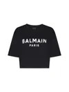 Balmain Cropped Logo T-shirt In Black