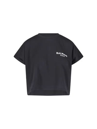 Balmain Cotton Crew-neck T-shirt In Eab Noir Blanc