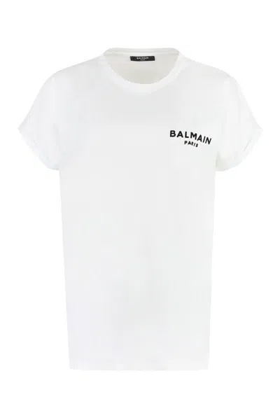 Balmain Cotton Crew-neck T-shirt In White