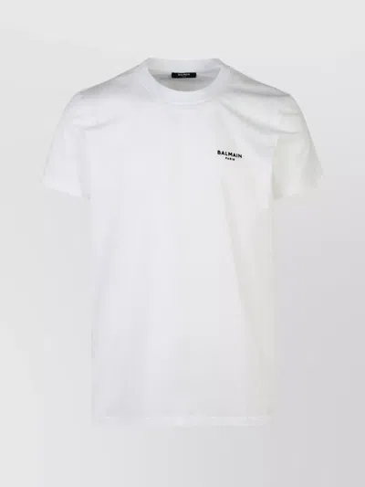 Balmain Cotton Crew Neck T-shirt With Short Sleeves In White