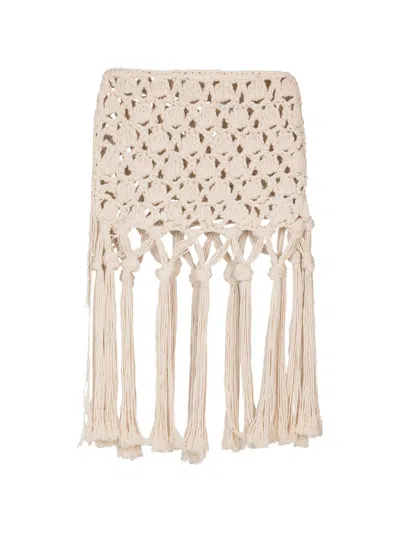 Balmain Cotton Crochet Skirt In Neutral