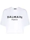 Balmain Logo Crop T-shirt In ホワイト