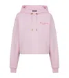 Balmain Flocked Logo Cropped Organic Cotton Hoodie In Pink