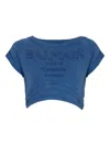 Balmain Embroidered Double Collar T-shirt In Blue