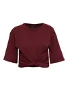 Balmain Cropped T-shirt Featuring Knotted Detail In Red