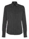 Balmain Cotton Shirt With Crystal Stripes In Black