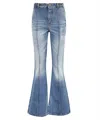 Balmain Contrast-stitching Flared Jeans In Blue