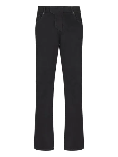 Balmain Cotton Denim Pants In Black