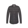 Balmain Cotton Denim Shirt Men In Gray
