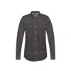 Balmain Cotton Denim Shirt Men In Black