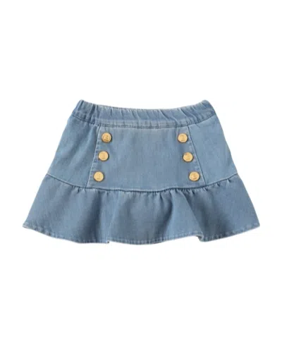 Balmain Kids' Cotton Denim Skirt In Blue