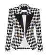Balmain Diamond-print Peak-lapel Blazer In Black