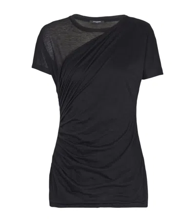 Balmain Cotton Draped T-shirt In Black