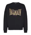 Balmain Cotton Embroidered College Sweatshirt In Black