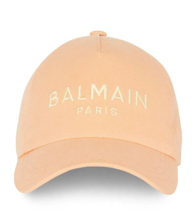 Balmain Logo刺绣棒球帽 In Orange