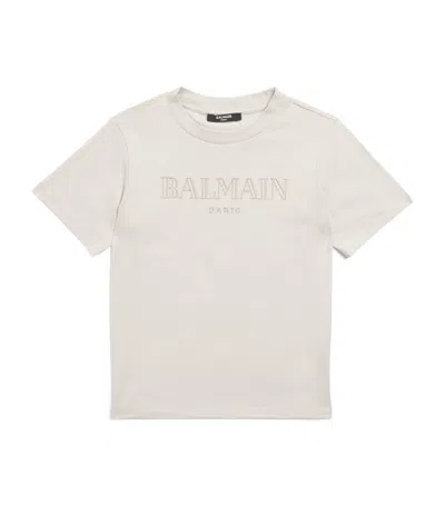 Balmain Kids' Cotton Embroidered Logo T-shirt In White