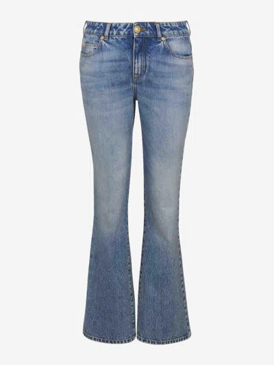 Balmain Cotton Flare Jeans In Denim Light Blue