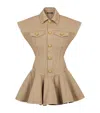 Balmain Flared Cotton-canvas Dress In Neutrals