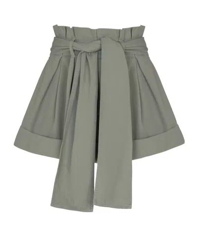 Balmain Cotton Gabardine High-waisted Shorts In Green
