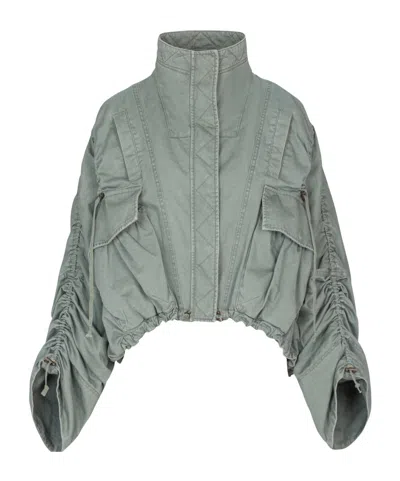 Balmain Cotton Gabardine Parka In Green