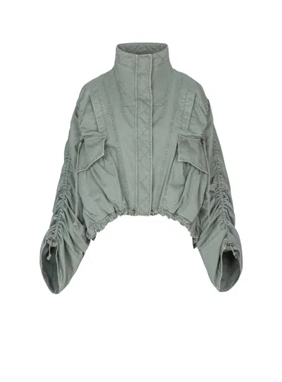 Balmain Cotton Gabardine Parka In Green