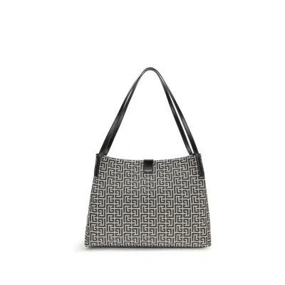 Balmain Cotton Geometric-jacquard Shoulder Bag  Black