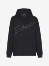 Balmain Cotton Hoodie With Embossed Velvet Logo In Black