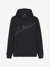 Balmain Cotton Hoodie With Embossed Velvet Logo In  Lettre Logo Screen Printed On The Front