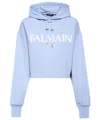 Balmain Cotton Hoodie In Blue