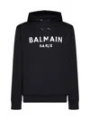 Balmain Cotton Hoodie In Eab Noir Blanc