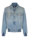 Balmain Blue Cropped Lined Denim Jacket In Blue