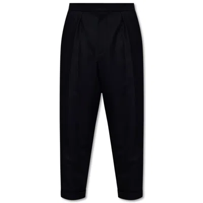 Balmain Draped Straight-leg Cropped Trousers In Black