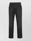 BALMAIN COTTON JEANS WITH BELT LOOPS AND GEOMETRIC PATTERN