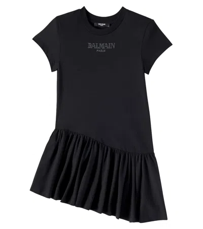 Balmain Kids' Cotton Jersey Dress In Black