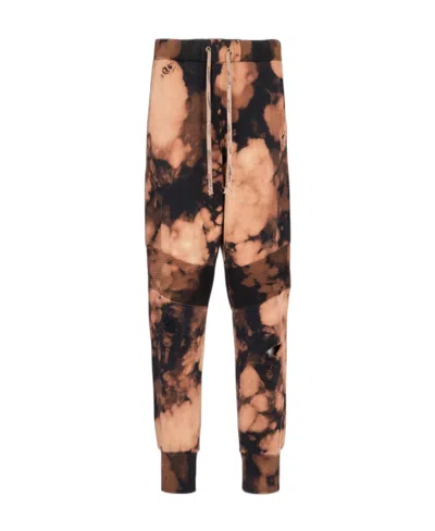 Balmain Cotton Jogging Bottoms With Burnt Print In Multi
