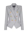 Balmain Wool-blend Jersey Double-breasted Blazer In Gray