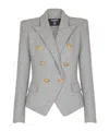 Balmain Wool-blend Jersey Double-breasted Blazer In Gray
