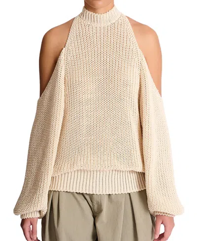 Balmain Cotton Knit Open-shoulder Jumper In Neutral