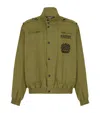 Balmain Khaki Cotton Aviator-style Bomber Jacket In Purple