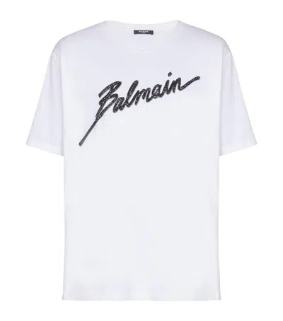 Balmain Cotton Logo-embellished T-shirt In White