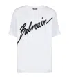 Balmain Men White Crewneck T-shirt With Maxi Logo Lettering On The Front In Cotton Man In White