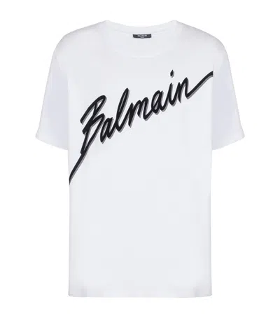 BALMAIN COTTON LOGO PRINT T-SHIRT