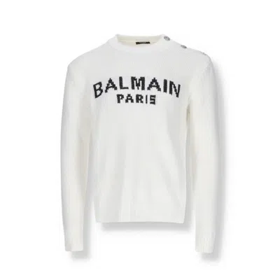 BALMAIN COTTON LOGO SWEATER