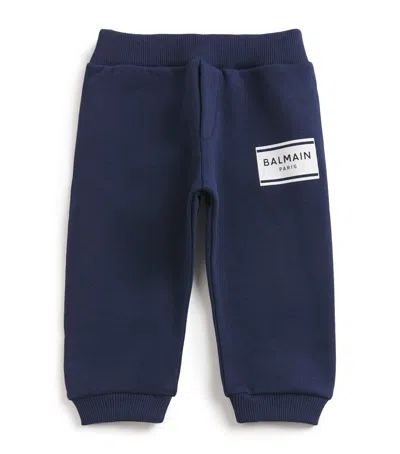 Balmain Kids' Cotton Logo Sweatpants In Blue