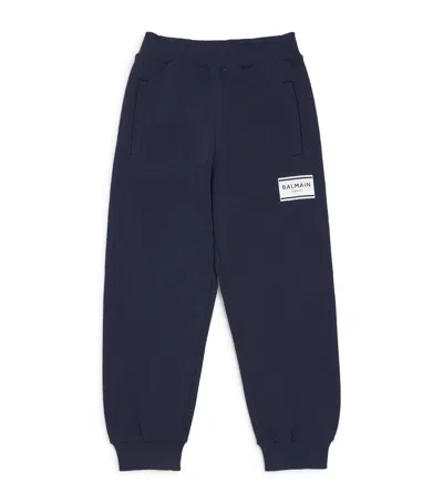 Balmain Kids' Cotton Logo Sweatpants In Blue