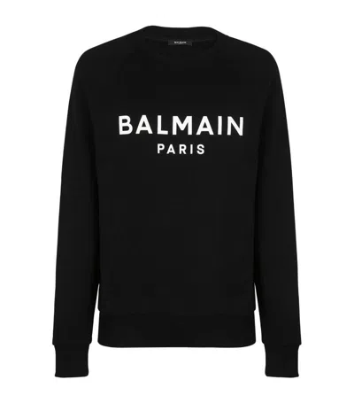 Balmain Cotton Logo Sweatshirt In Black