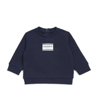 Balmain Kids' Cotton Logo Sweatshirt In Blue