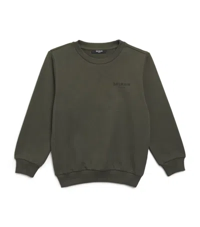 Balmain Kids' Cotton Logo Sweatshirt In Green