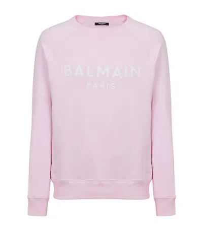 Balmain Cotton Logo Sweatshirt In Pink