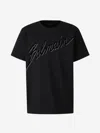 Balmain Men Black T-shirt With Logo Lettering On The Front In Cotton Man In Black